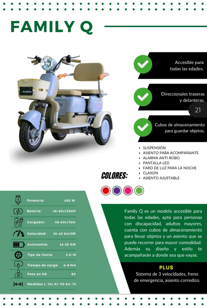 TRICICLO ELECTRICO FAMILY Q - Imagen 9